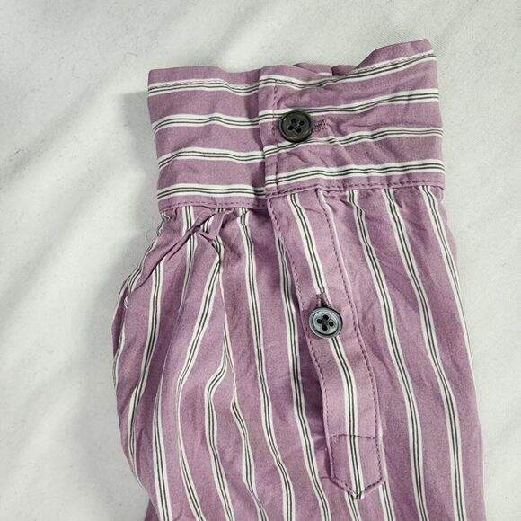 J Jill Womens Top Blouse Medium Purple Striped Long Sleeve Button Shirt Viscose - Picture 6 of 9